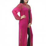 Dark Pink Embellished Long Shrug