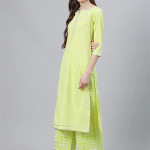 Women's Cotton Blend Staright Kurta with Palazzo & Dupatta