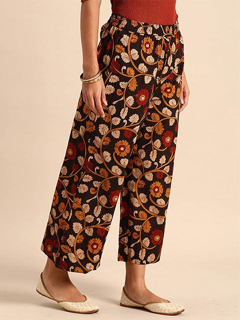Women's Multicolored Pure Cotton Palazzo Pant