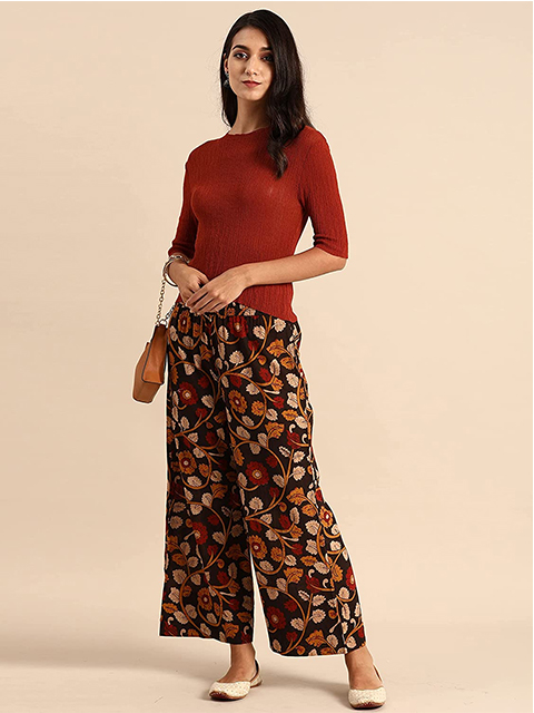 Women's Multicolored Pure Cotton Palazzo Pant